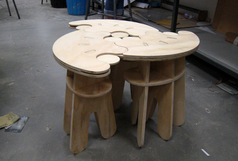 coffee table japanese Joinery modular plywood side table Sustainable table water jet cutting
