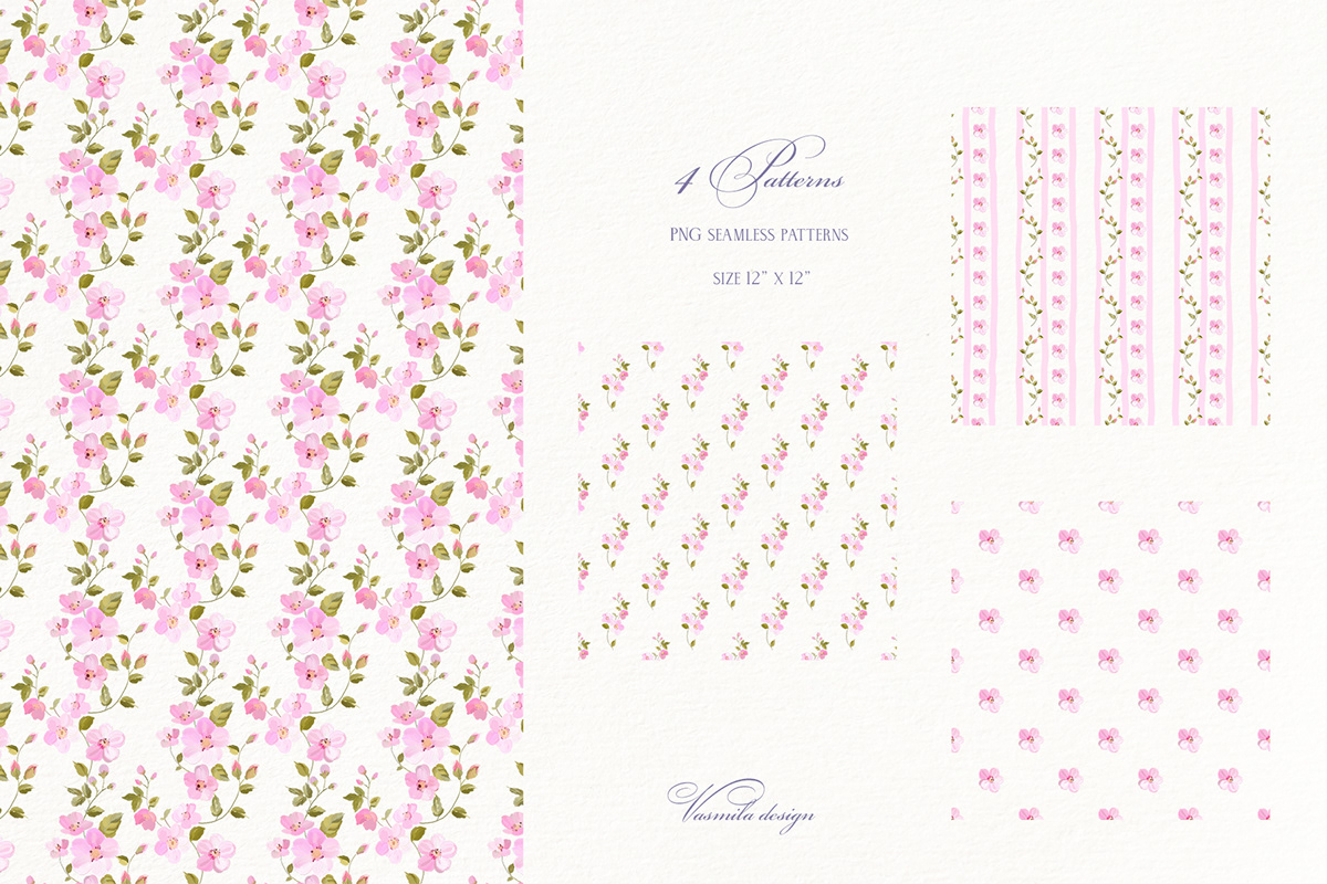 border digital illustration floral Flowers frame ILLUSTRATION  painting   pattern pink vintage