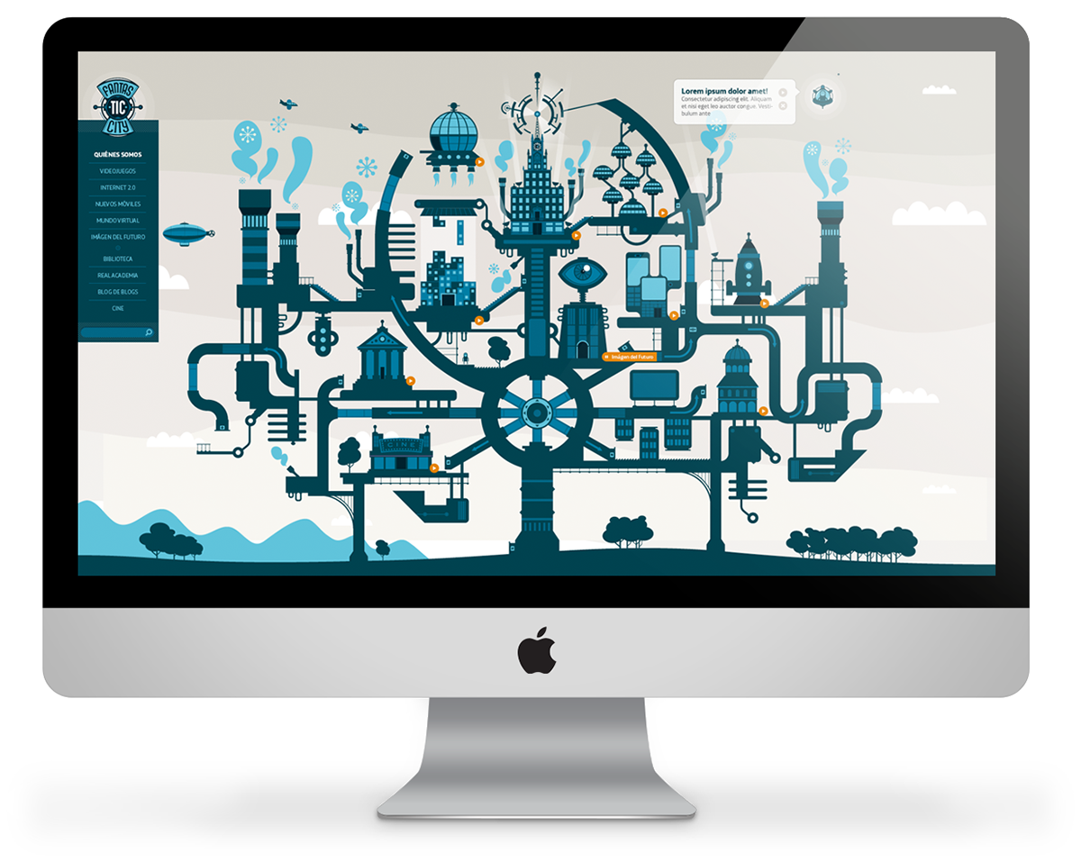 fantastic city  Illustration  vector  Icons  smart Cities  innovation  Technology
