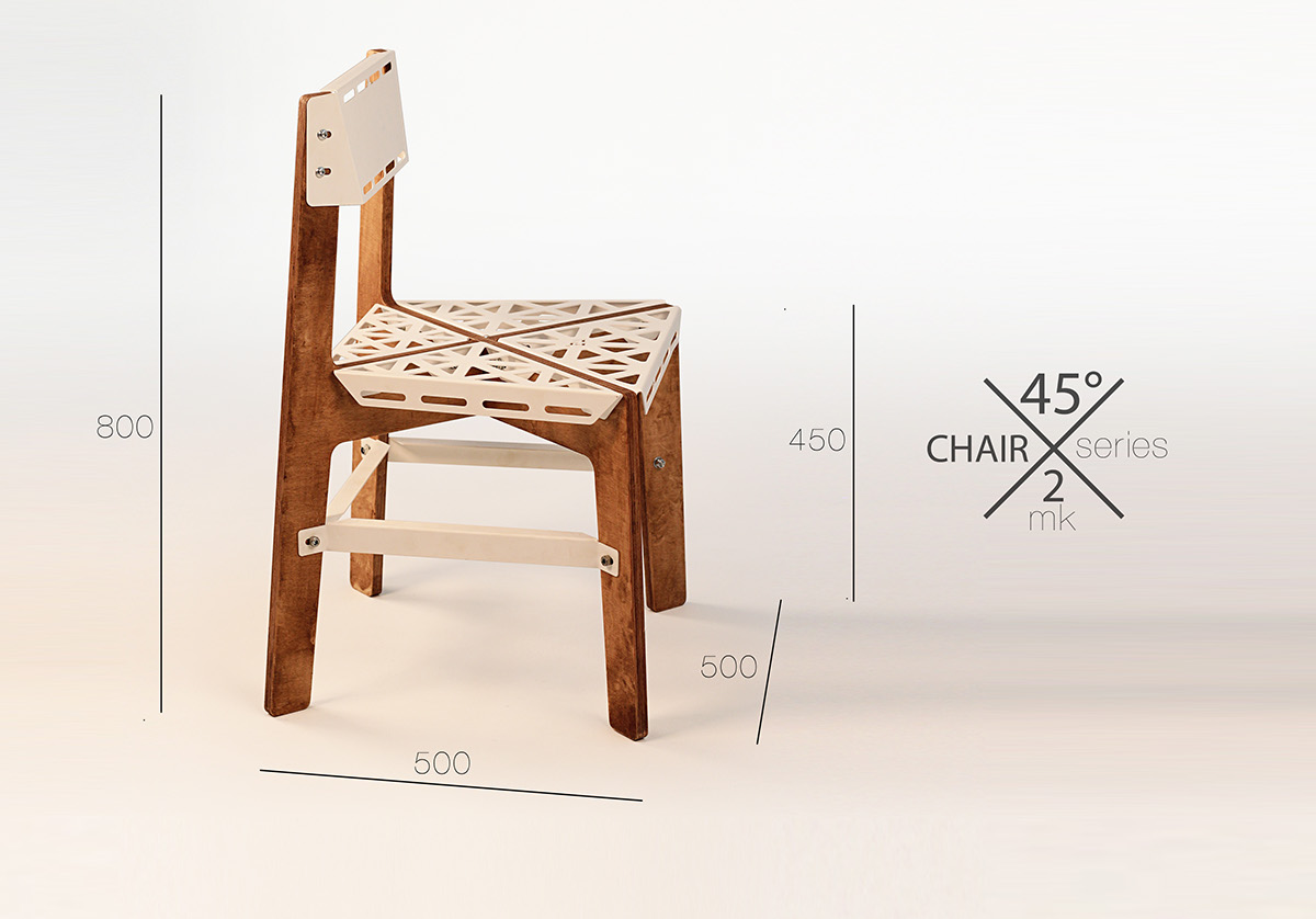 metal chair plywood chair metal bending cnc routing assembly chair 45° series Lazariev design chair metal plywood prefabricated prefabricated chair