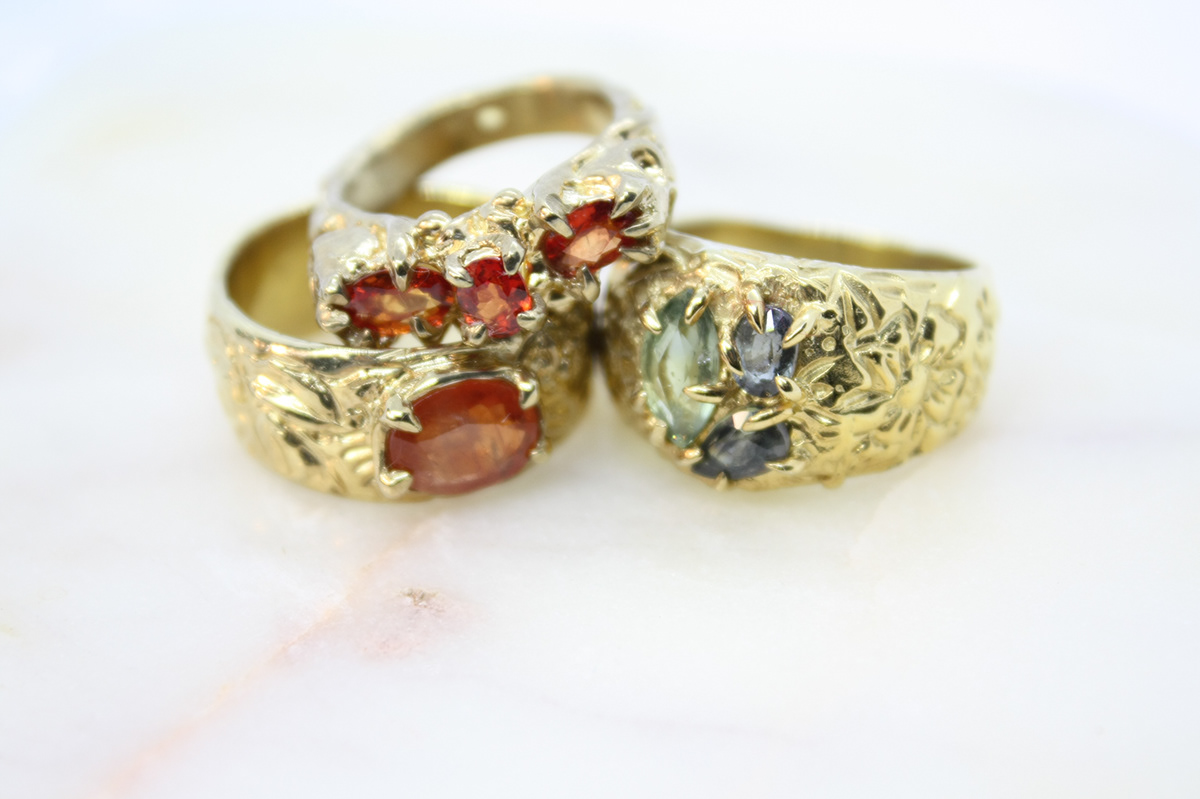 gemstone rings gemstones gold gold rings Handmade Jewelry jewelry lost wax casting Sapphires silver wax carving
