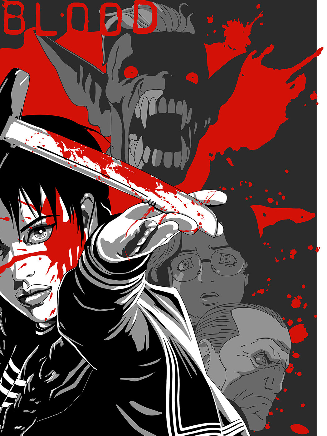 anime manga vampire screenprint
