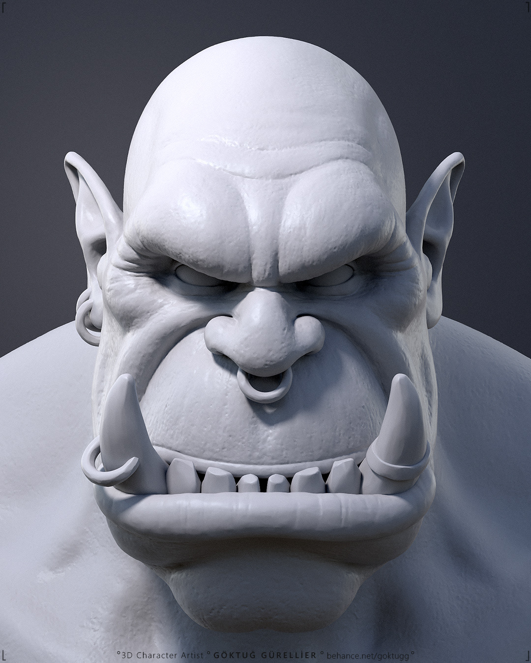 3D creature face head monster orc portrait sculpture warcraft warrior