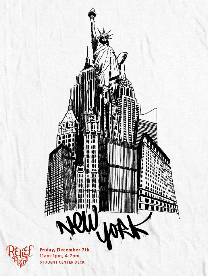 Pencil drawing New York Tshirt Design hurricane sandy screenprint