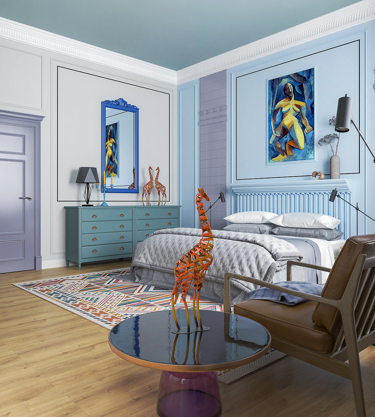 bedroom bedroom design Picasso blue спальня дизайн спальни Интерьер спальни interior design  bedroominterior blue interior