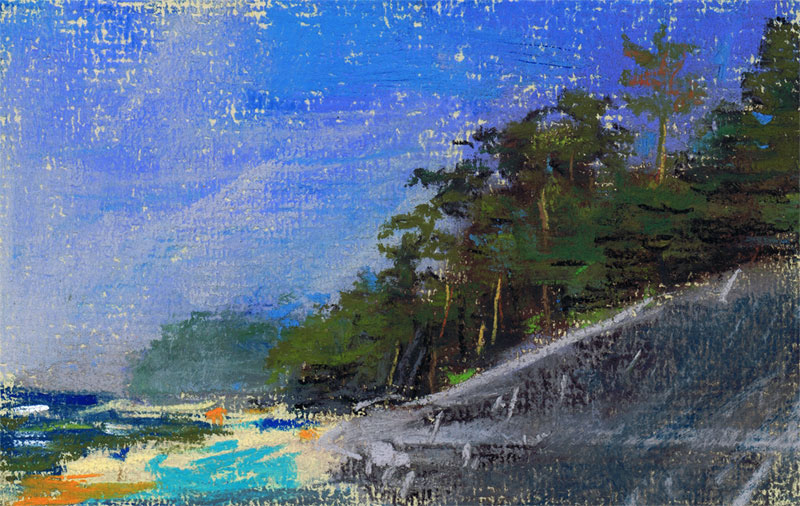 pastel Landscape forest beach Plain air color script soft pastel