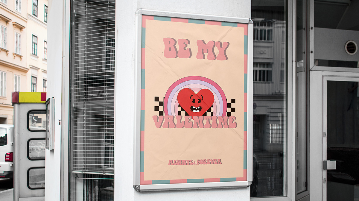 poster design Socialmedia designer graphic Valentine's Day couple Love heart pink