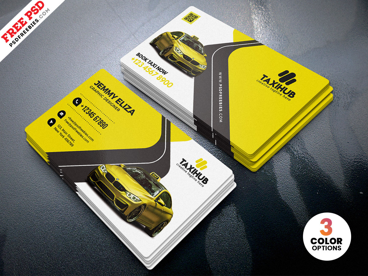 business card Cab service free design free psd graphic design  photoshop print psd taxi cab visiting card