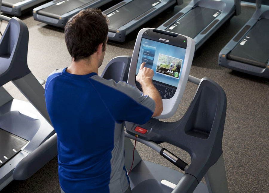 Treadmill fitness equipment touch screen display