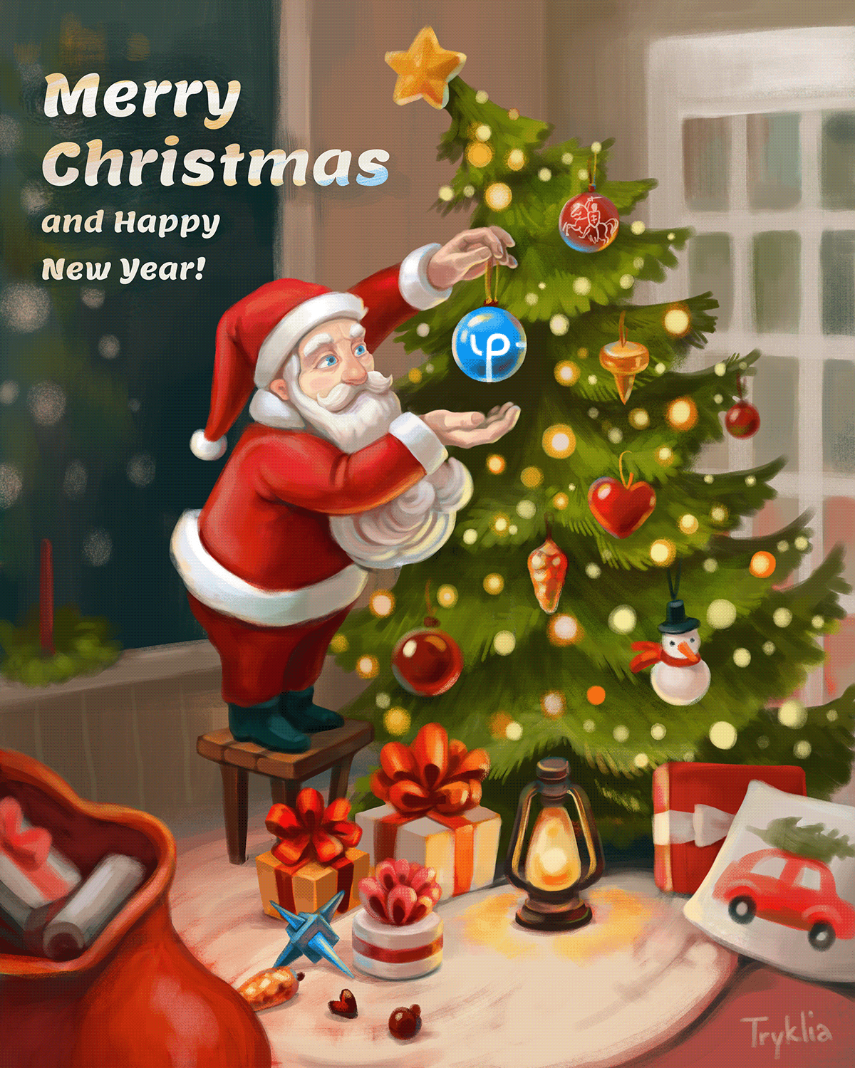 Christmas christmas Tree Merry Christmas new year postcard santa