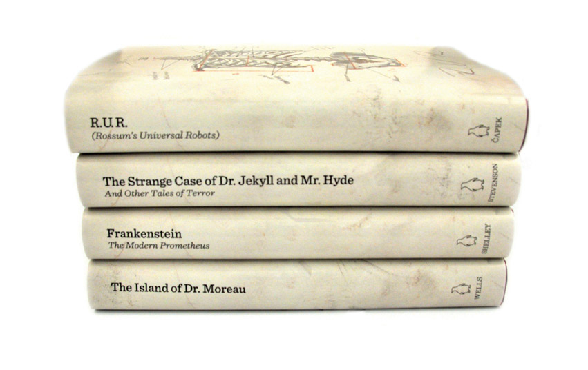 penguin classics book covers anatomy frankenstein dr. jekyll and mr. hyde Island of Dr. Moreau R. U. R. student monsters book design books Collection creation Book Series Cover Art