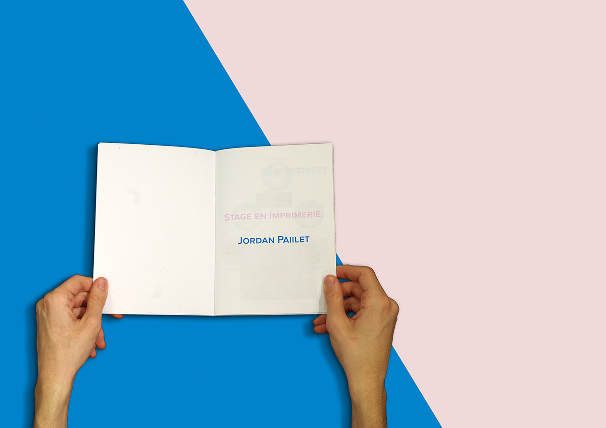 Adobe Portfolio rapport de stage edition livre blue pink bichromie