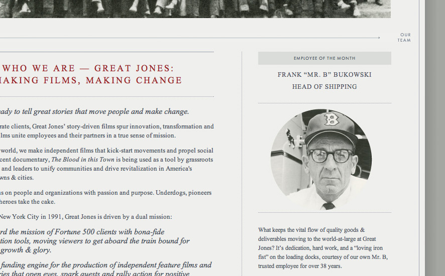 great jones productions tag collective Website digital icons Layout minimal color history  heritage