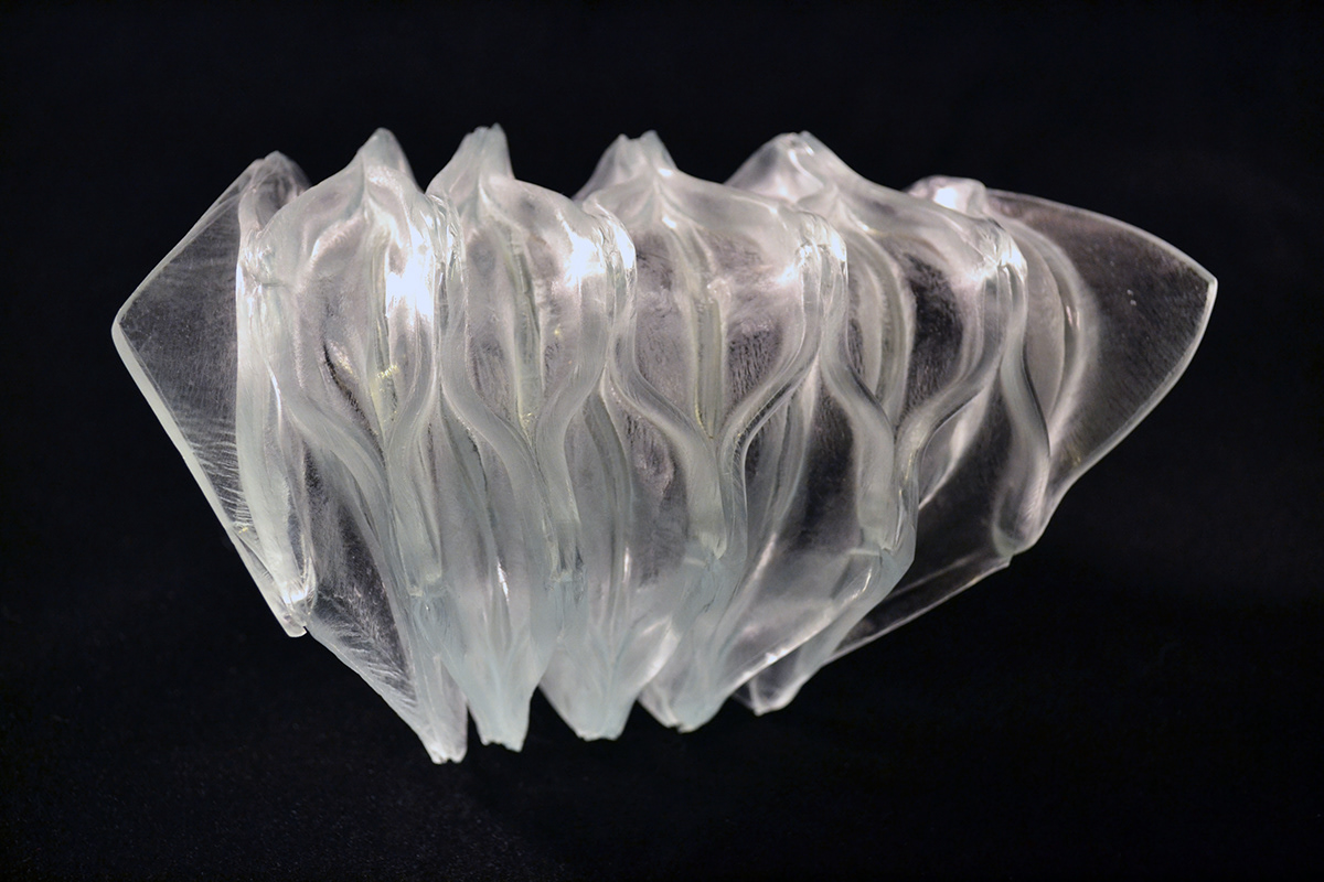glass origami  nejiri-ori kiln-formed art