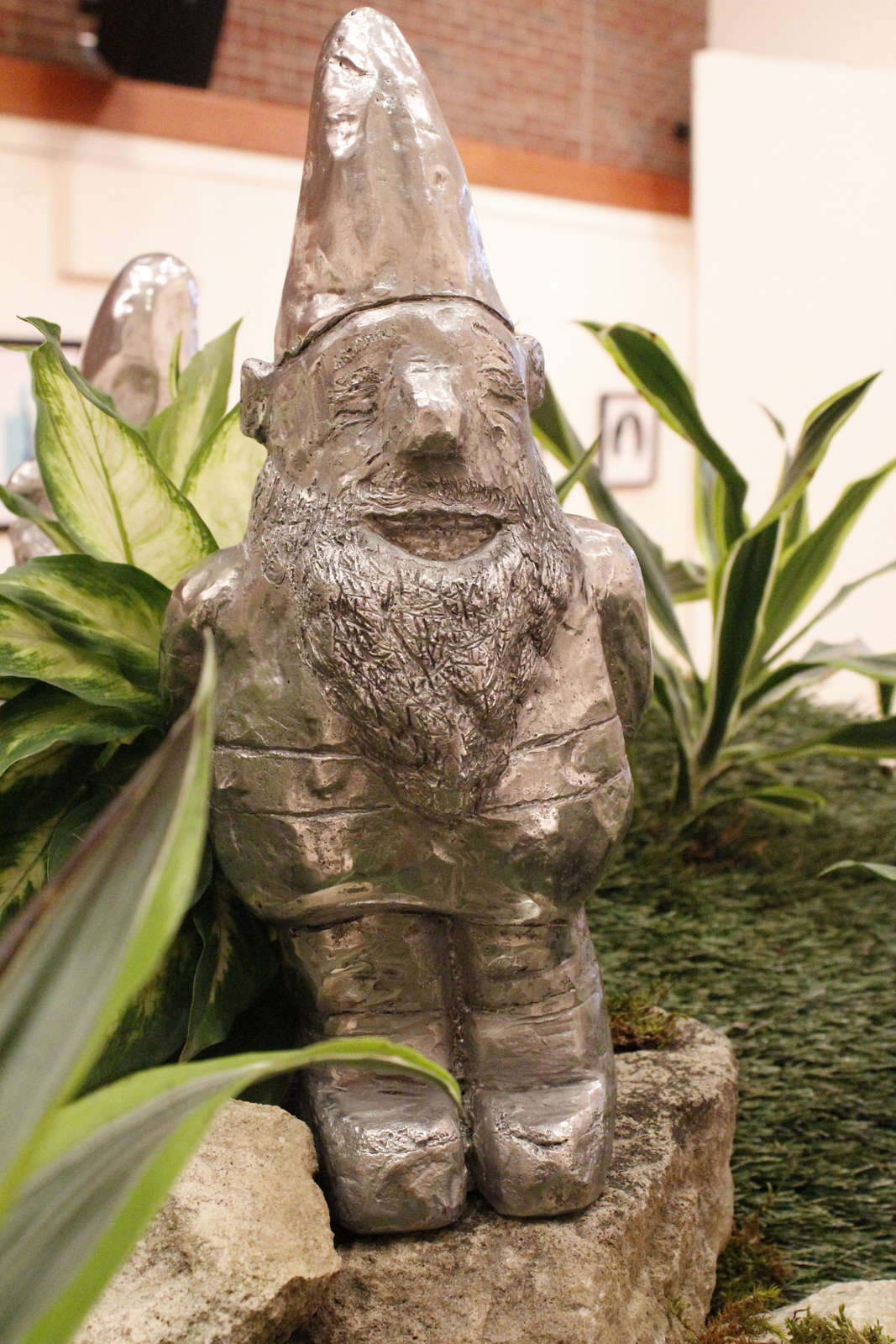 aluminum solid cast garden gnome joy emotion happy cheerful art Show Heavy polish reflective