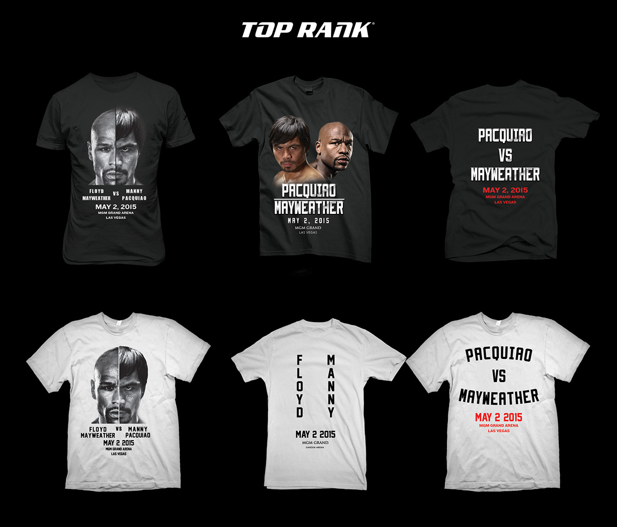 Floyd Mayweather vs manny pacquiao Fight Merch Retail 2015 Las Vegas white black shirt
