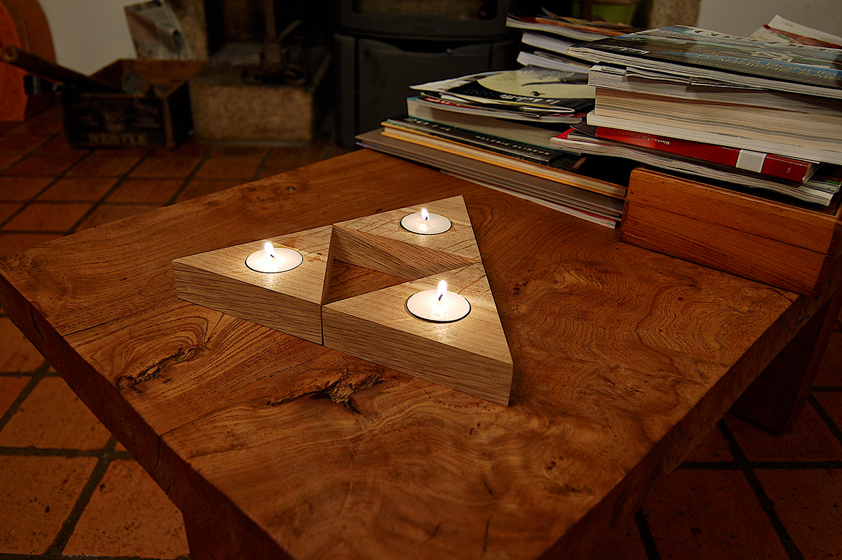 wood candlestick bois Bougeoir