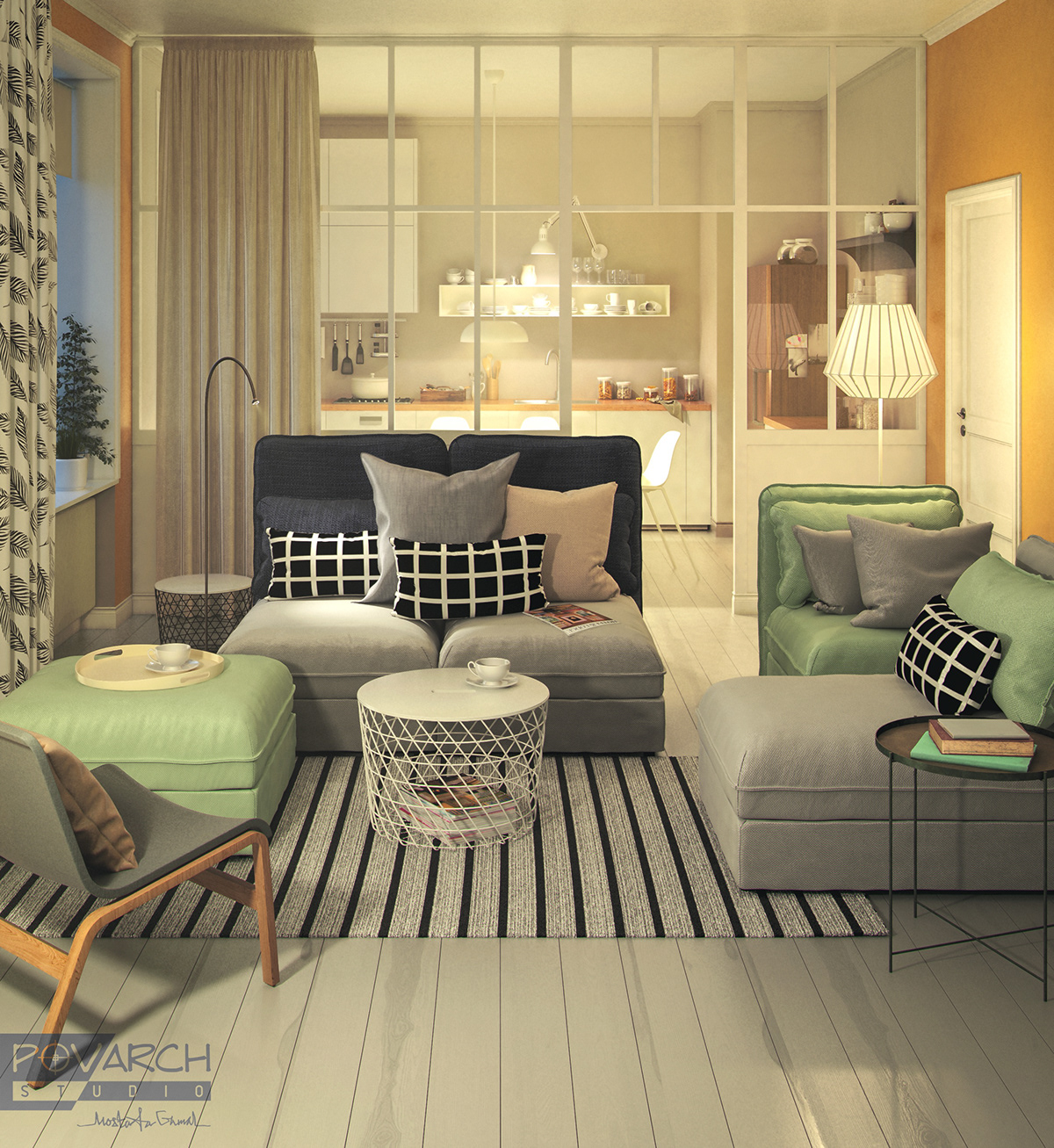 rendering vray Interior ikea 3ds max architecture visualization Digital Art  living room sofa