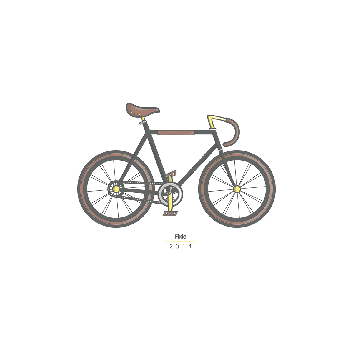 fixie single speed Bike flat design