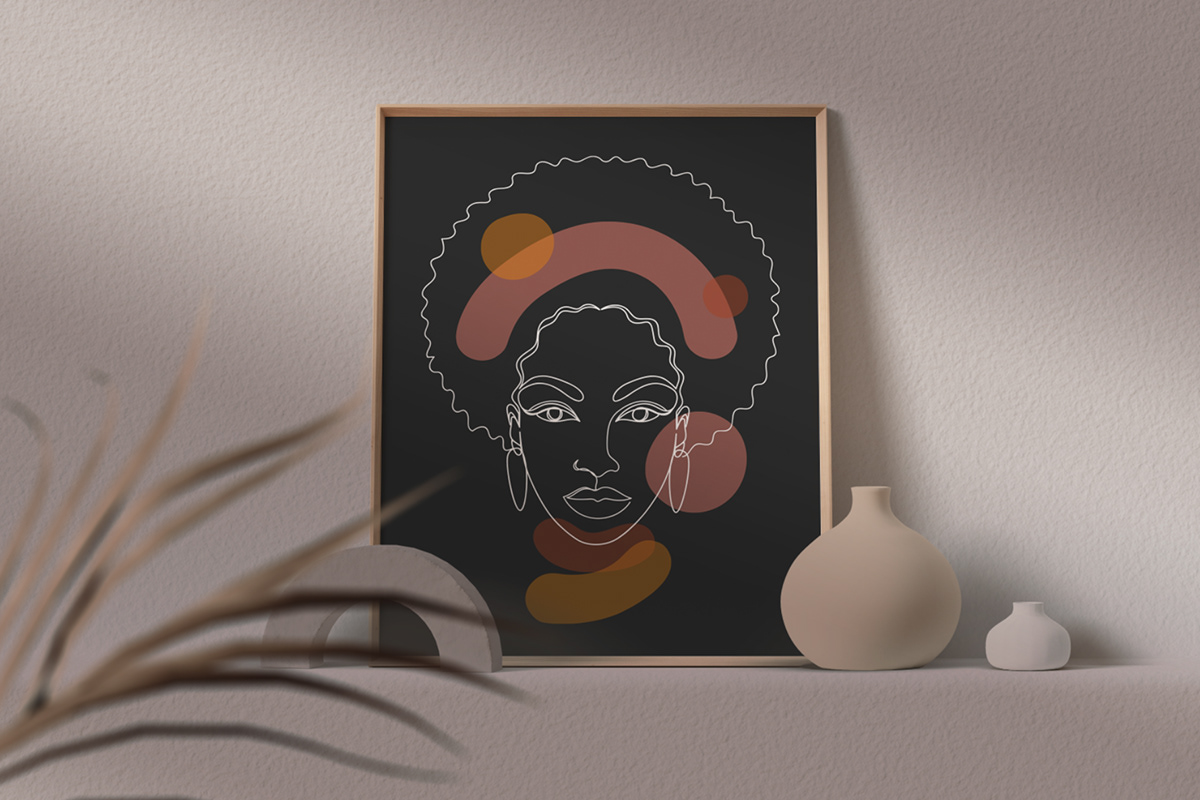 adobe illustrator african american African Art african-american Afro American afro american woman flat art line art One Line Art vector art
