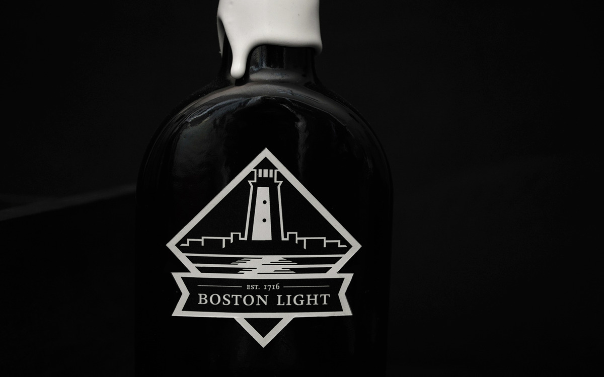 liquor packaging lighthouse logo fog spiced rum timeline tickets silkscreen type