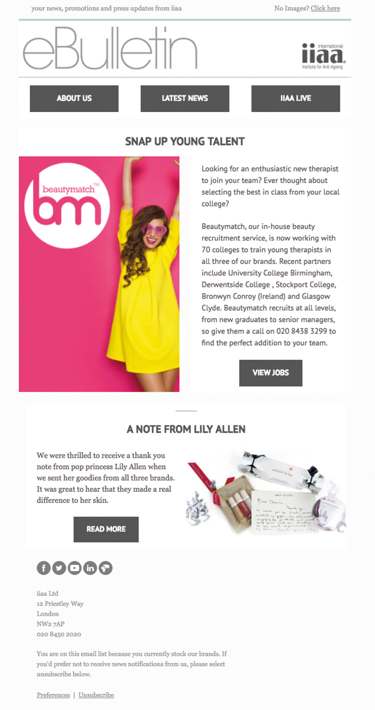 digital marketing email campaigns Email Design beauty beauty design Social Media Design iiaa ltd anti ageing