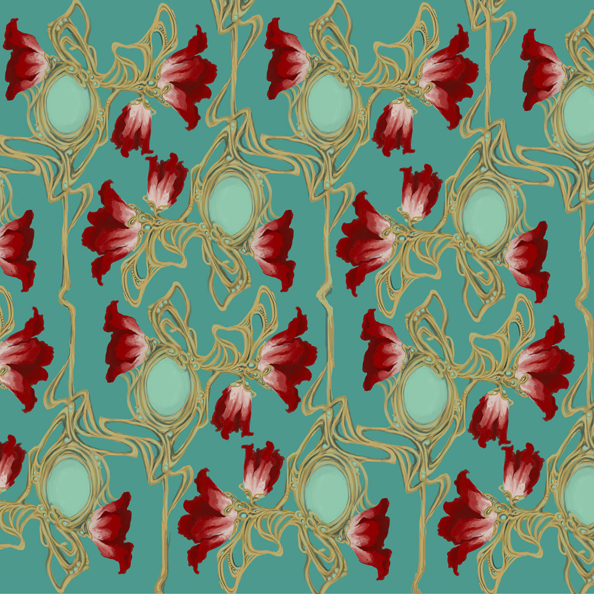 art nouveau Sara K Dunn art nouveau pattern repeating pattern Patterns art nouveau wallpaper Wallpaper design