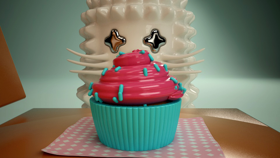 MrKat Cat 3D baby sweet kawaii funny skeleton cupcake