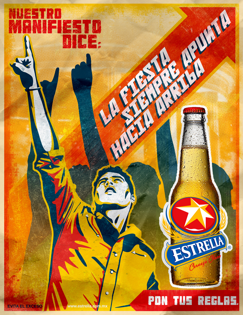 cerveza Estrella GRUPO modelo mexico Guadalajara regional beer manifesto constructivism poster vintage