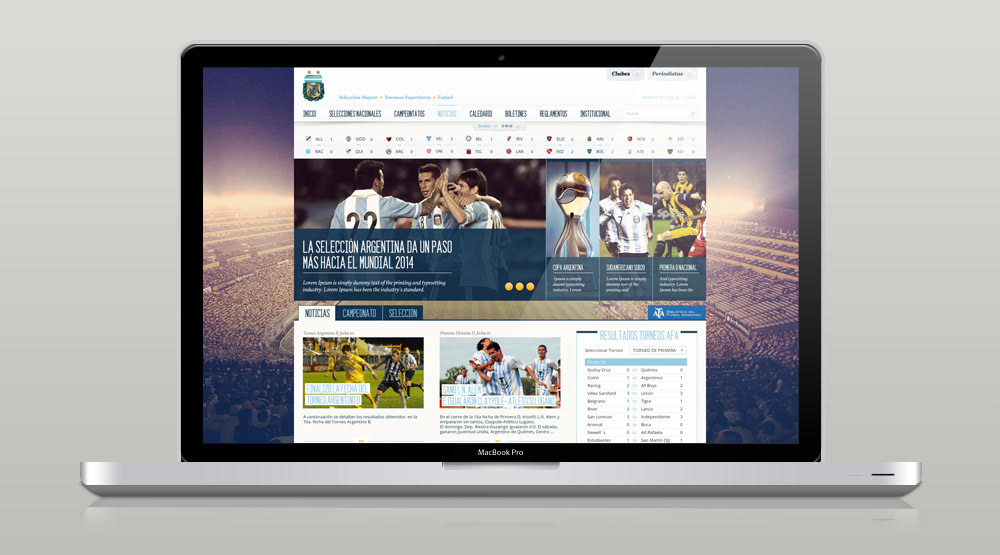Futbol soccer afa Web Website digital online Desgin argentina creative Interface fantino blue  white messi