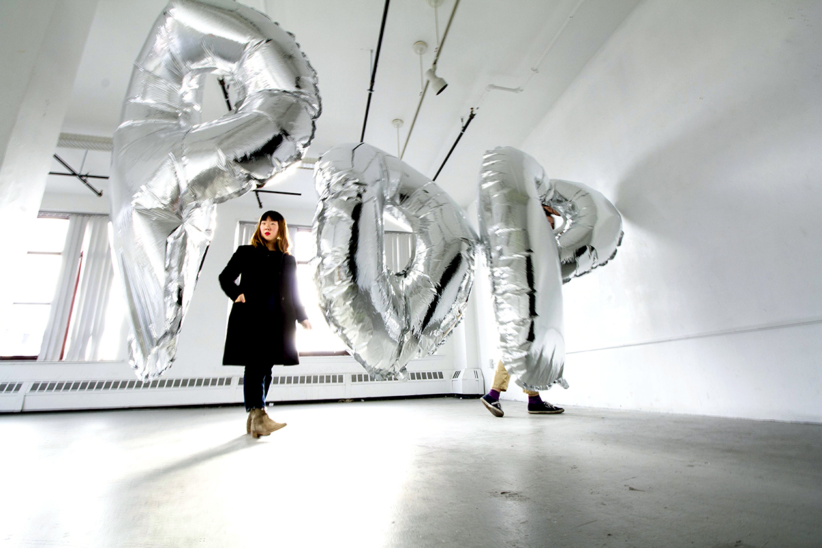 balloon mylar inflatable letters type shiny floating air installation