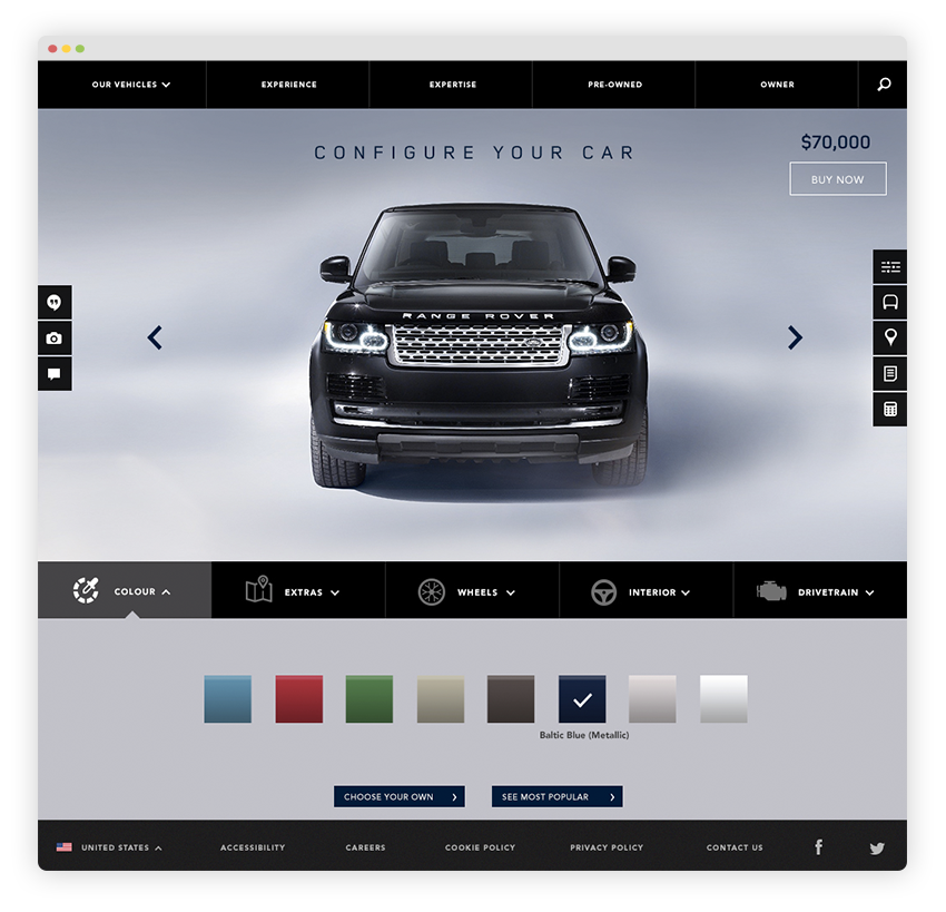 Land Rover website on Behance