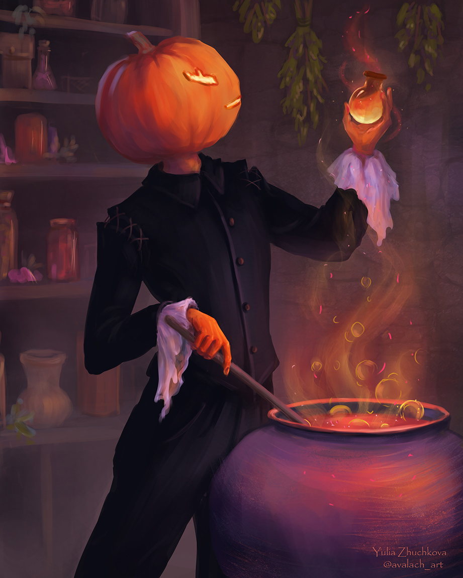 Halloween pumpkin spooky horror fantasy Magic   ILLUSTRATION  book cover raven dark
