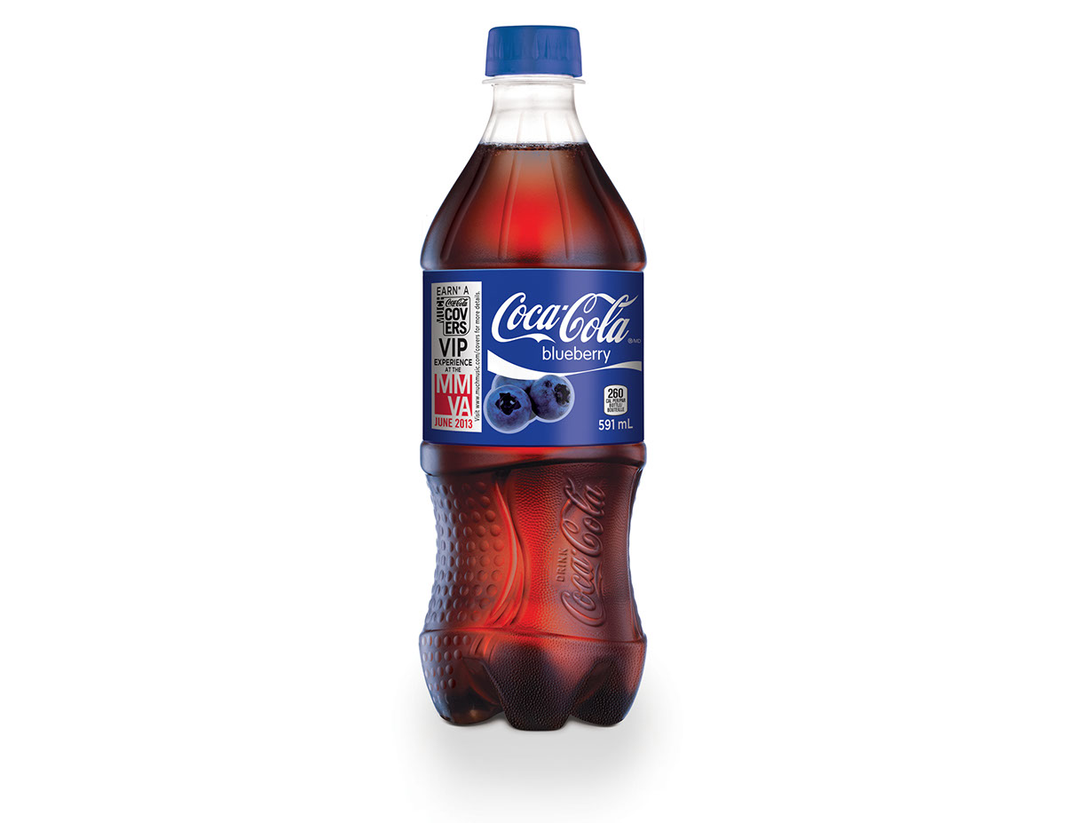 coke Coca-Cola blueberry cherry pop bottle can blue product design
