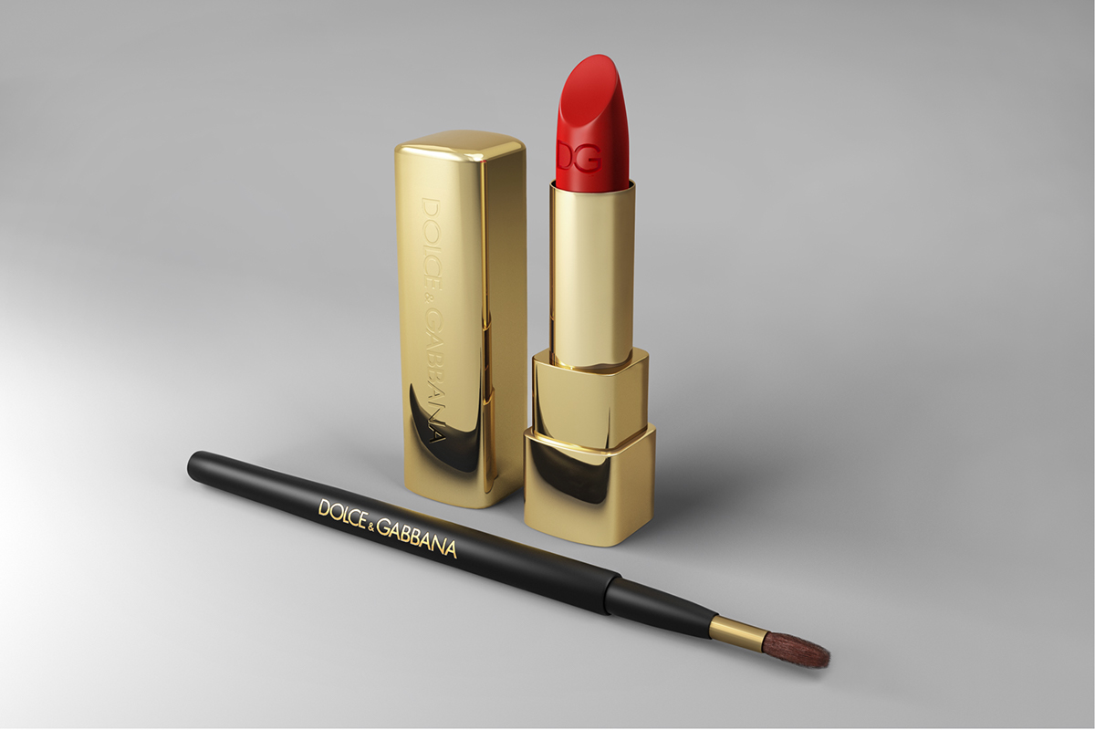 3D CGI modo Make Up product lipstick studio shot Style red gold art creative design lighting Render