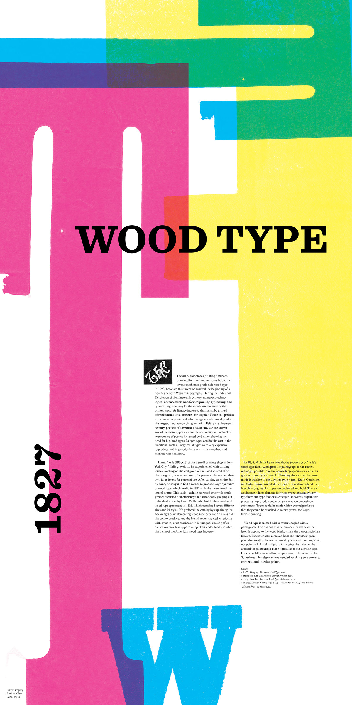 landmark poster history of gd Doug Scott letterpress wood type CMYK poster