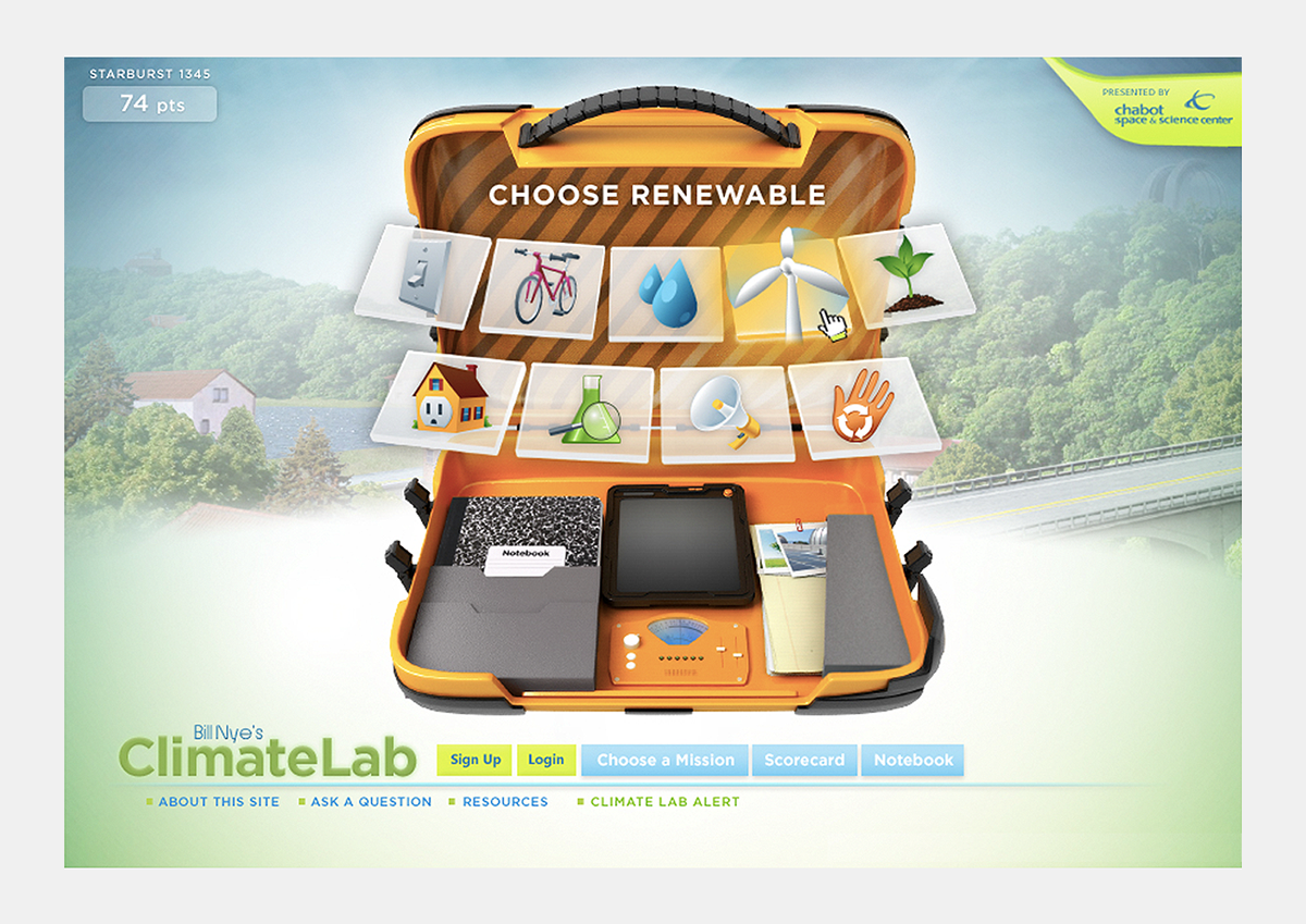 UI ux application Web climate change Education game learning