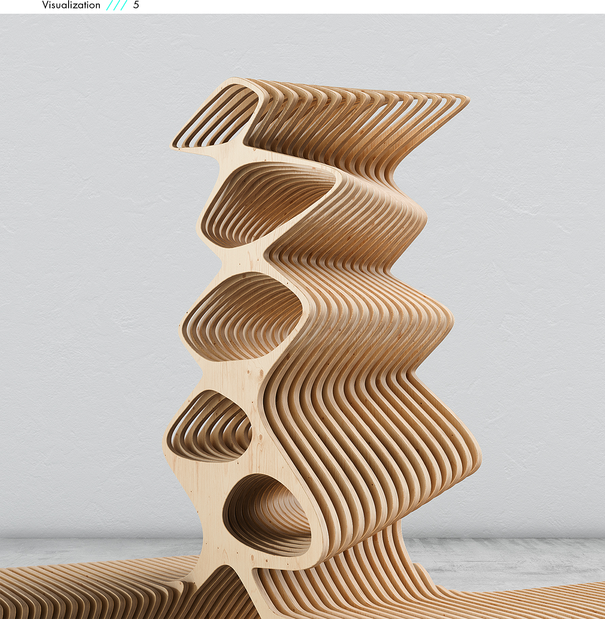 generative curves furniture modernfurniture design Digitalartist Modernart plywood ogranic Form