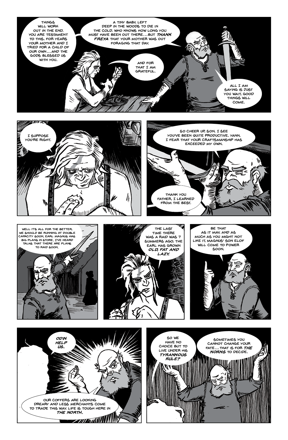 viking comic Graphic Novel ink Drawing  ILLUSTRATION  Original Art story epic brushes
