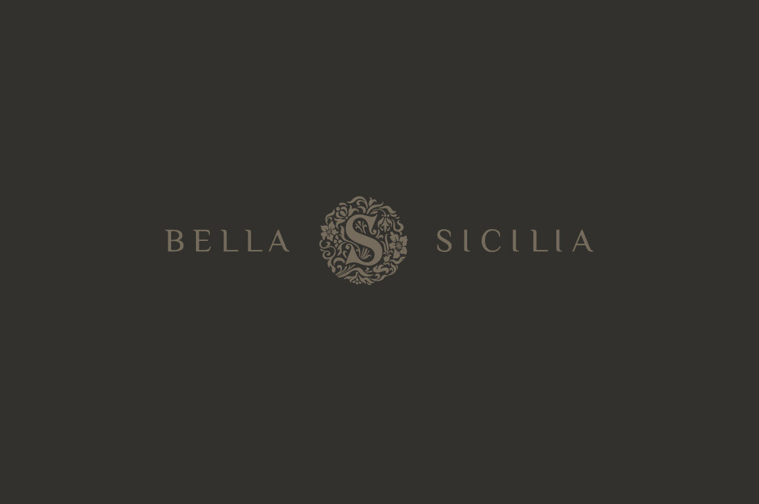 identity logo Sicilian fine food Food  cook italian Stationery bella sicilia corporate and brand identity logo development brand identity mark sign