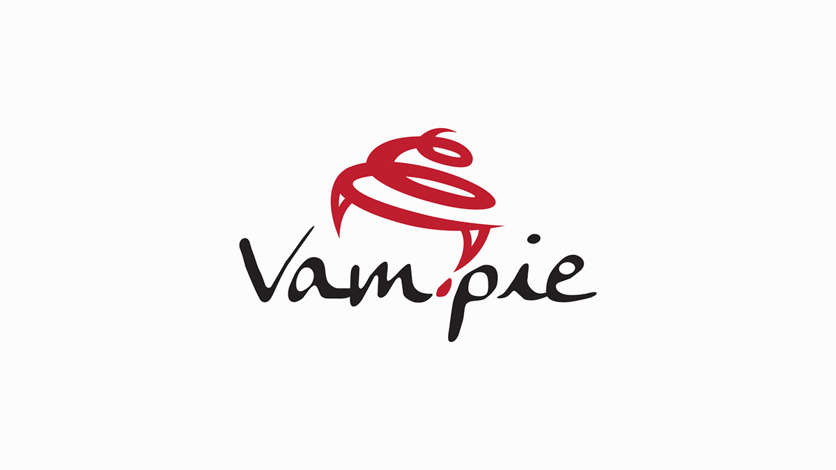 brand vampie pie vampire bakery bake shop logo graphic