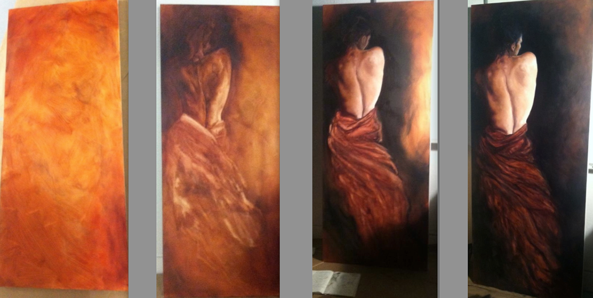 SCARS figurative figure Realism body back spine surgery fine art Oil Painting skin