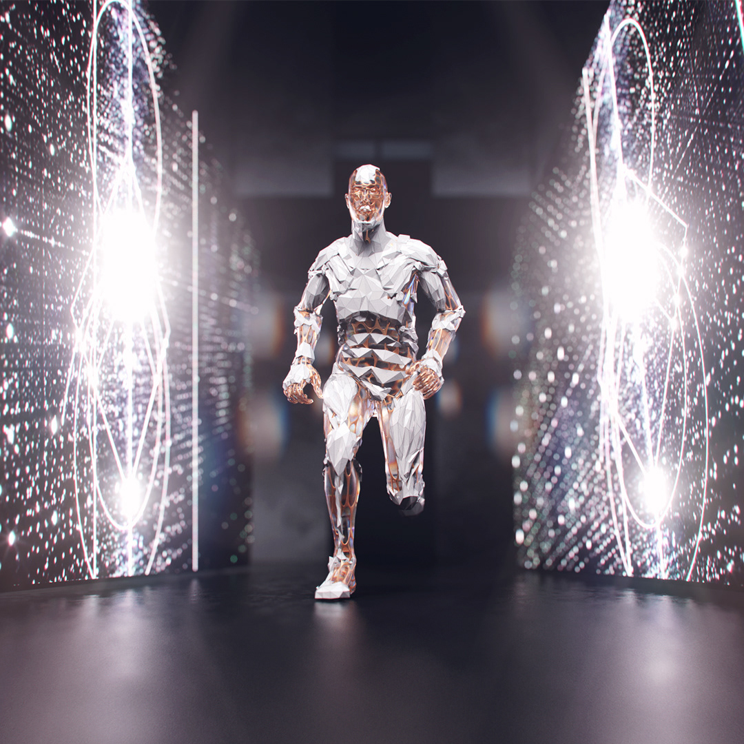 concept design art and technology 3D Character 3d motion animation  futuristic Main title Ident art elegant