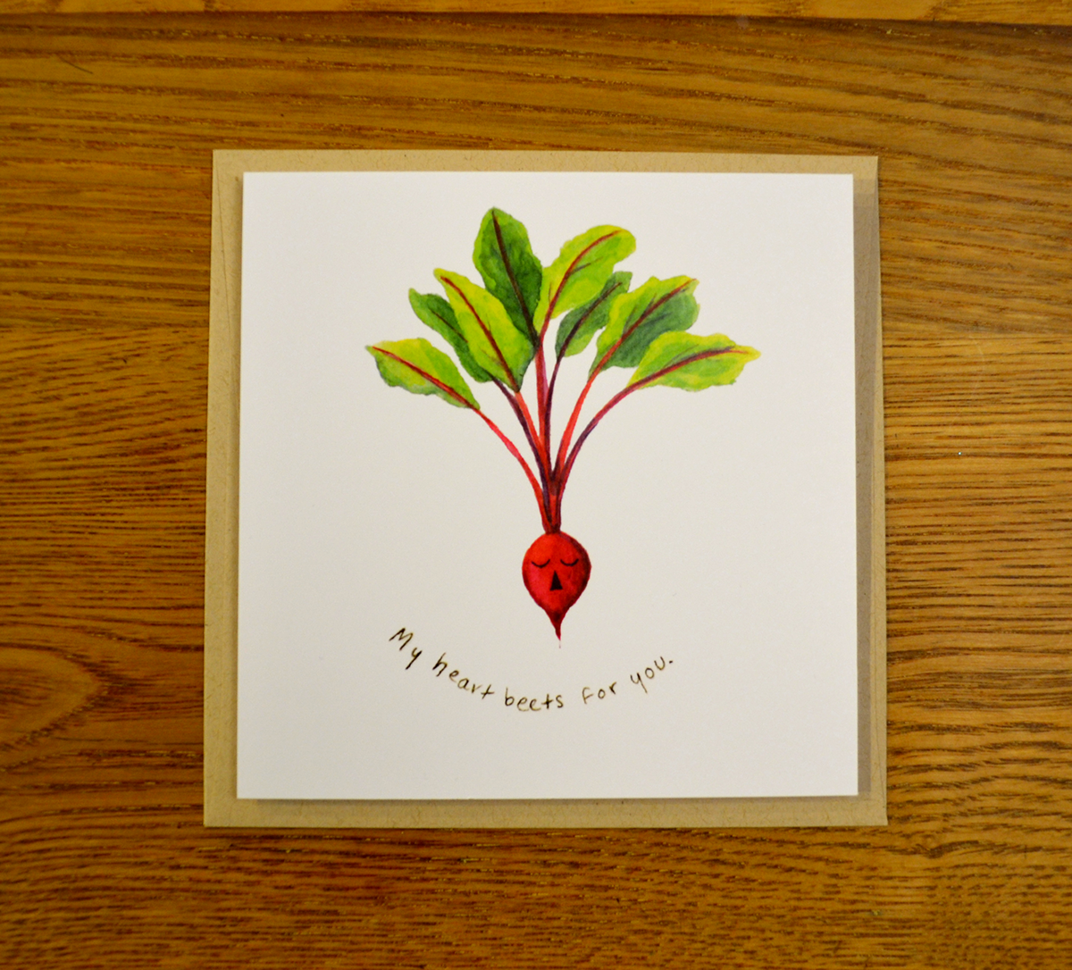 watercolor greeting card vegetable pun word play Love cute