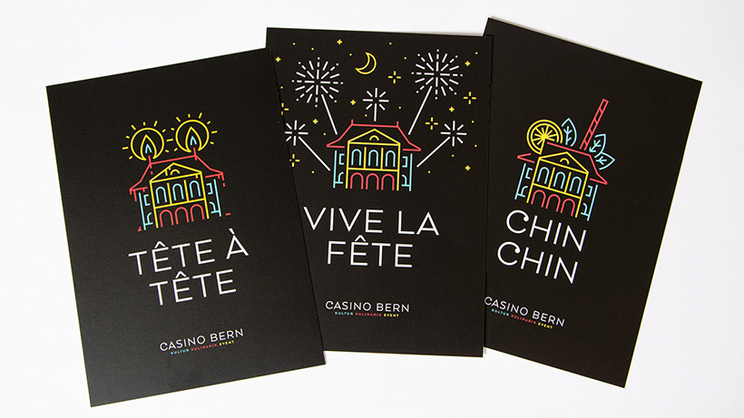 Casino Bern branding  bern postkarten Plakate Visitenkarten logo restaurant kultur Event