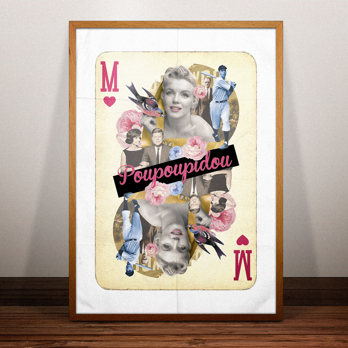 collage llustration che portrait CELEBRITYS cards prints Marilyn Monroe dali hichkok frida