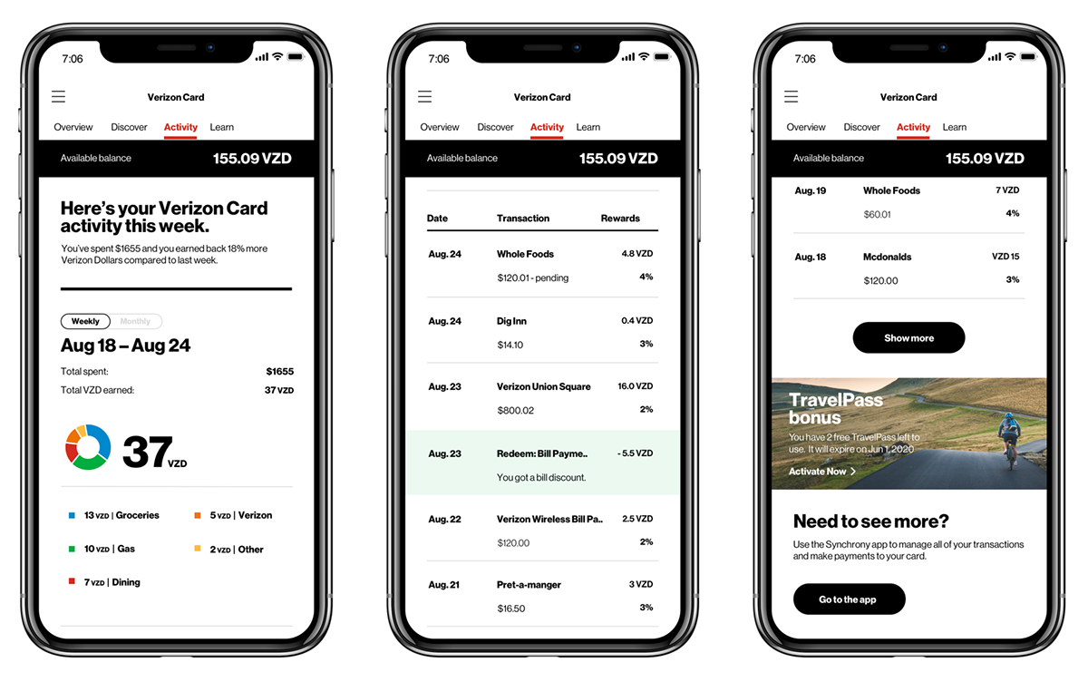 app digital product design  rewards rewards center verizon visual design