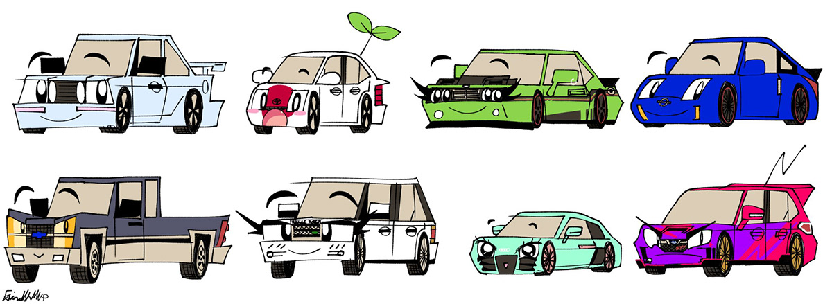 automobile automotive   brand identity car cartoon Cartoons design ILLUSTRATION  Vehicle visual