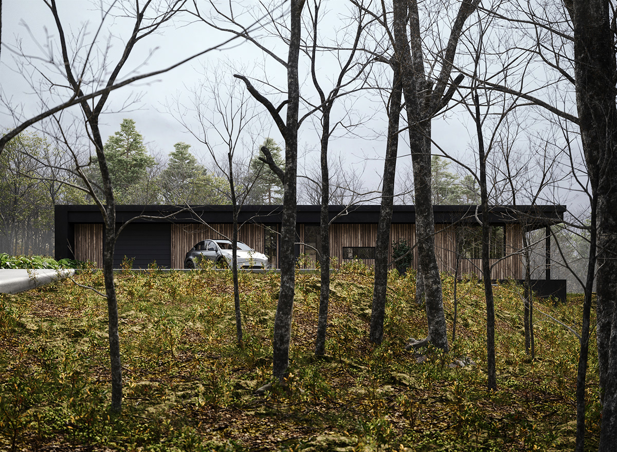 architecture archviz CGI exterior forest Interior Landscape Nature norway Villa