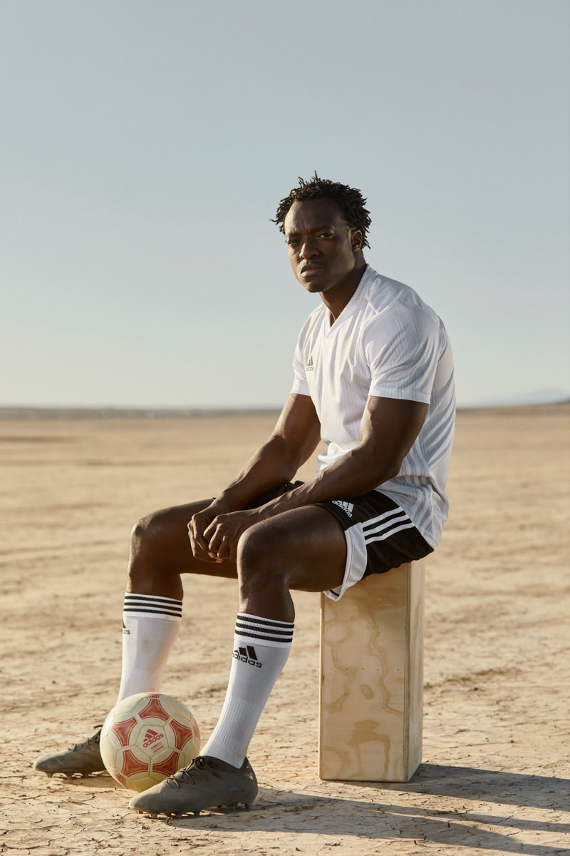 adidas soccer football workout athlete desert portrait sweat action commercial